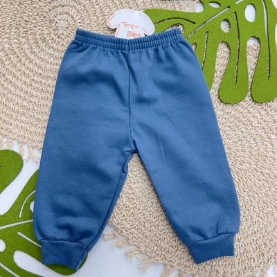 Conj. Casaco Ursos Capuz e Calça em Moletom - Azul Jeans